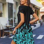 Nadorine Women's Casual A-Line Dresses with Pockets Floral Tshirt Dress