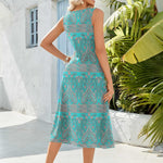 Nadorine Floral Beach Sundress Casual A-Line Midi Tank Dresses
