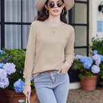 Nadorine Women's Knitted Jumper Elegant Crew Neck Pullover