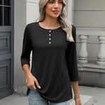 Nadorine 3/4 Length Sleeve Women Tops Blouses