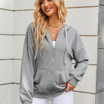 Nadorine Lightweight Hoodies Full Zip Up Oversized Sweatshirts