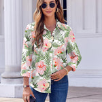 Nadorine Button Down Shirts Dressy Floral Printed Blouse