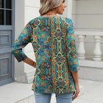 Nadorine 3/4 Length Sleeve Womens Tops Casual V Neck Shirts Soft Basic Tees Business Work Blouses