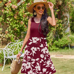 Nadorine Summer Dress Knee-Length Round Neck Floral Dress (DE Only)