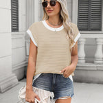 Nadorine Cap Sleeve Sweater Vest Knit Sweater
