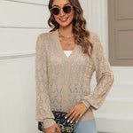 Nadorine Women's Lightweight Crochet Cropped Cardigan