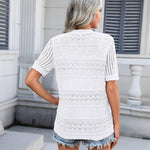 Nadorine Short Sleeve Crochet Cardigan Button up Bolero Shrug Sweater