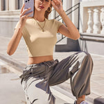 Nadorine Crop Tops Short Sleeve Slim Fit Basic T Shirts