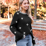 Nadorine Crewneck Pullover Long Sleeve Knit Side Slit Sweater