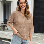 Nadorine Women's Crochet Off The Shoulder Hollow Out Knit Tops