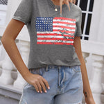 Nadorine Flag Shirts Short Sleeve Patriotic Shirt 4th of July Tee