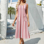 Nadorine Floral Beach Sundress Casual A-Line Midi Tank Dresses