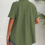 Zeagoo Womens Button Down Linen Shirt Short Sleeve Cotton Blouse
