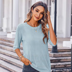 Nadorine Loose Short Sleeve Tunic Tops Crochet Knit Pullover Sweater