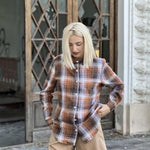 Nadorine Flannel Shirt Women Button Down Long Sleeve Plaid Shirts