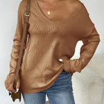 Zeagoo Womens Sweaters Long Sleeve Shirts Off Shoulder Crochet