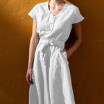 Summer Short Sleeve Button Holiday Party Dress Shirt Dress