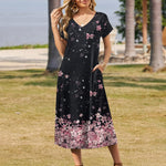 Nadorine Floral Dress Short Sleeve Beach Dress