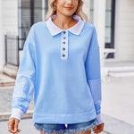 Zeagoo Women's Sweatshirt Striped Long Sleeve Henley Button Tunic Tops