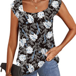 Nadorine Square Neck Casual Cap Sleeve Shirt