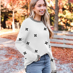 Nadorine Crewneck Pullover Long Sleeve Knit Side Slit Sweater