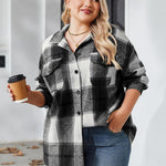 Nadorine Women's Plus Size Flannel Plaid Shacket