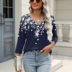 Nadorine 3/4 Length Sleeve Womens Tops Casual V Neck Shirts Soft Basic Tees Business Work Blouses