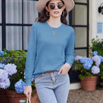 Nadorine Women's Knitted Jumper Elegant Crew Neck Pullover
