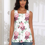 Nadorine Tank Tops Square Neck Loose Fit Side Split Flowy Shirts
