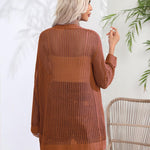Nadorine Women 2024 Lightweight Crochet Cardigan Long Sleeve Open Front Knit Sweater Summer Kimono Cover Up with Pockets
