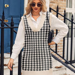 Nadorine Women's Oversized Sweater Vest Dress V Neck Knit Pullover