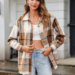 Nadorine Women Flannel Shacket Jacket Plaid Button Down Shirt