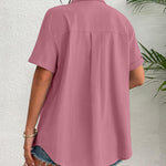 Zeagoo Womens Button Down Linen Shirt Short Sleeve Cotton Blouse