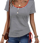 Womens Tops Short Sleeve Summer Henley Shirts