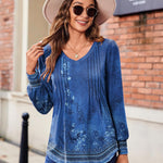 Nadorine Blouse Women's Elegant Tunic Long Sleeve V-Neck Blouses (DE Only)