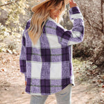 Nadorine Women Flannel Shacket Jacket Plaid Button Down Shirt
