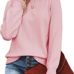 Nadorine Women's Knitted Jumper Elegant Crew Neck Pullover