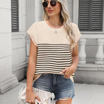 Nadorine Cap Sleeve Sweater Vest Knit Sweater