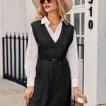 Nadorine Women's Oversized Sweater Vest Dress V Neck Knit Pullover