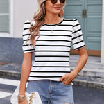 Nadorine Blouse Dressy Casual Puff Short Sleeve Boho Tops