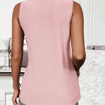Nadorine Sleeveless Eyelet Shirts High Neck Top