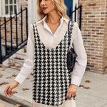 Nadorine Women's Oversized Sweater Vest Dress V Neck Knit Pullover