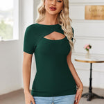 Zeagoo Womens Short Sleeve T Shirts 2024 Summer Casual Knit Slim Fit Trendy Basic Cute Sweater Tops