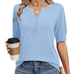 Nadorine Casual V Neck Short Sleeve Knit Sweater (US Only)