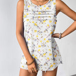 Nadorine Tank Top Blouses Scooped Neck Pleated Front Shirts