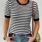 Zeagoo Womens Short Sleeve Sweaters Casual Striped Shirts