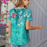Nadorine Women Tunic Tops Dressy Casual Short Sleeve Floral Shirts