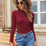 Nadorine Women's Mock Neck Long Sleeve T Shirts