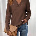 Nadorine Sweaters for Women Long Sleeve Shirts V Neck Knit Pullover