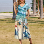 Nadorine Floral Dress Short Sleeve Beach Dress
